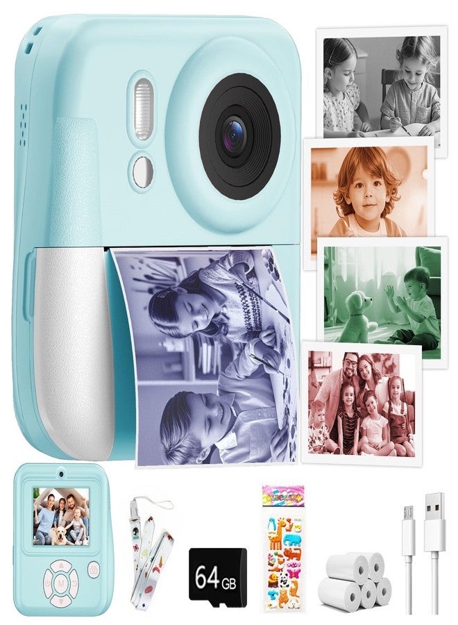 MINIBEAR Kids Camera Instant Print, 1080P Kids Digital Camera that Prints in 5 Colors, Christmas Birthday Gifts for Girls Boys Age 3-12, 2.4" Selfie Camera Toys with 64GB Card & 5 Rolls Print Paper - Blue - Image 1