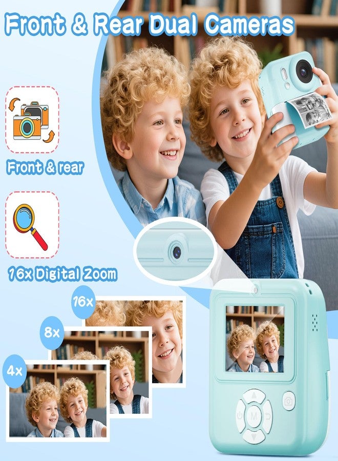 MINIBEAR Kids Camera Instant Print, 1080P Kids Digital Camera that Prints in 5 Colors, Christmas Birthday Gifts for Girls Boys Age 3-12, 2.4" Selfie Camera Toys with 64GB Card & 5 Rolls Print Paper - Blue - Image 3