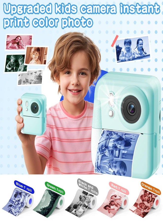 MINIBEAR Kids Camera Instant Print, 1080P Kids Digital Camera that Prints in 5 Colors, Christmas Birthday Gifts for Girls Boys Age 3-12, 2.4" Selfie Camera Toys with 64GB Card & 5 Rolls Print Paper - Blue - Image 2