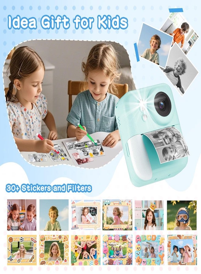 MINIBEAR Kids Camera Instant Print, 1080P Kids Digital Camera that Prints in 5 Colors, Christmas Birthday Gifts for Girls Boys Age 3-12, 2.4" Selfie Camera Toys with 64GB Card & 5 Rolls Print Paper - Blue - Image 5