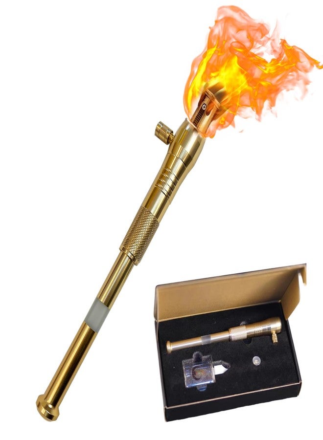 XQBBIDM Torch Lighter, Upgraded Long Handle Trench Lighter Fluid Refillable with Visible Fuel Tank, Windproof Vintage Lighter with 5pcs Flint Stone, Cool Kerosene Lighter for Outdoor Camping Collection Gifts - Image 1