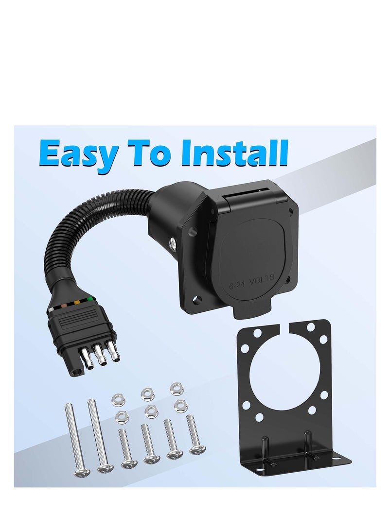 SYOSI 4 Way to 7 Way RV Round Blade Trailer Adapter Wiring Plug Connector with Mounting Bracket for Towing Solutions - Image 5