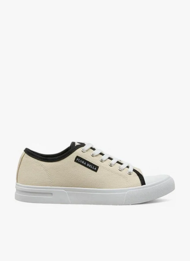 Flora Bella By Shoexpress BEIGE Logo Detail Lace-Up Sneakers for Women | Best Price UAE