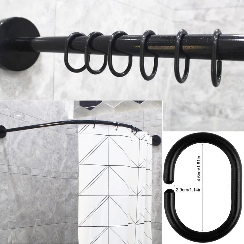Lanjue 36PCS Shower Curtain Rings, Black C-Shaped Shower Curtain Hooks Bath Curtain Loop Clips Shower Rail Rings for Bathroom Curtain Rod - Image 3