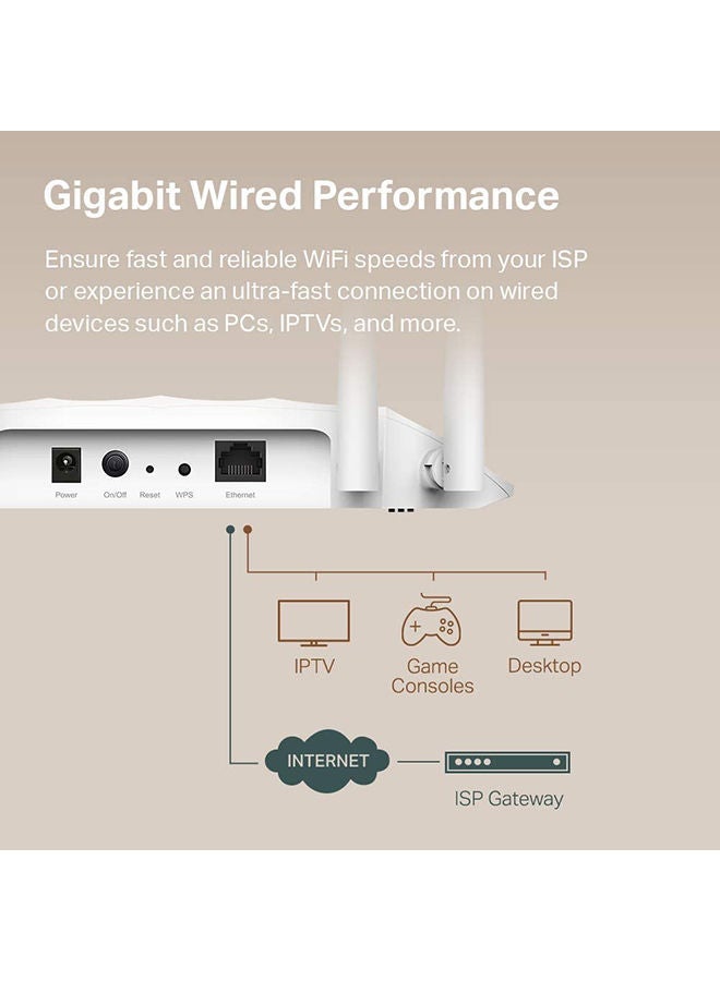 تي بي لينك جهاز نقطة وصول TL-WA1201 AC1200 لاسلكي بالجيجابت ومحول شبكة الواي فاي المكتبي يدعم تقنيتي MU-MIMO والتكوين الشعاعي كما يدعم نقاط الاتصال ومعرف مجموعة الخدمات المتعددة ووضع الاستقبال كلاينت ووضع RE ومزود بعدد 4 هوائيات خارجية ويعمل بتقنية نقل الطاقة عبر الإيثرنت أبيض - Image 4