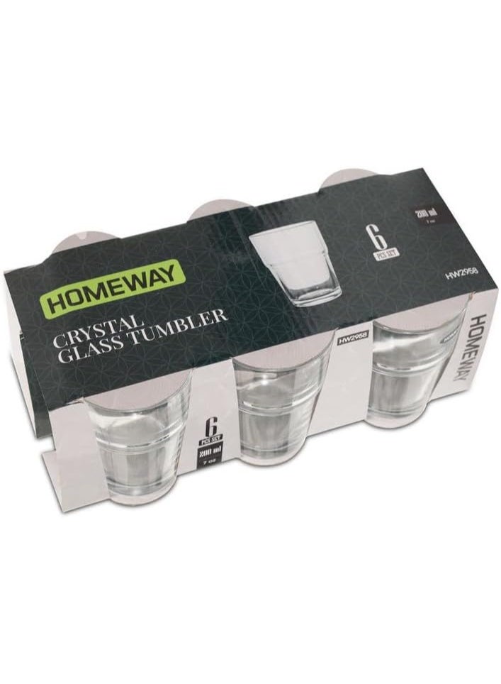 هومواي طقم أكواب زجاجية كريستالية من هوم واي مكون من 6 قطع - طقم أدوات شرب أنيق ومتين - HW2959 - Image 1