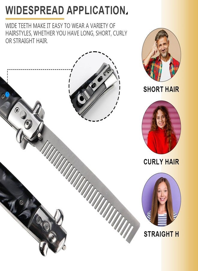 DOERDO DD DOERDO Butterfly Comb, Stainless Steel Foldable Pocket Comb Oil Hair Comb Foldable Hairstyling Brush for Beard, Mustache - Image 5
