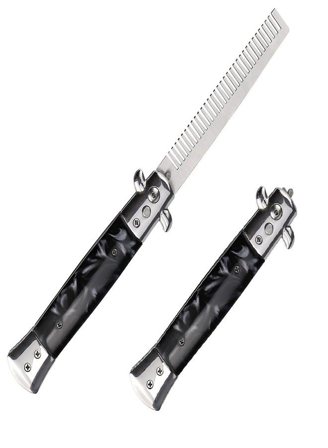 DOERDO DD DOERDO Butterfly Comb, Stainless Steel Foldable Pocket Comb Oil Hair Comb Foldable Hairstyling Brush for Beard, Mustache - Image 1