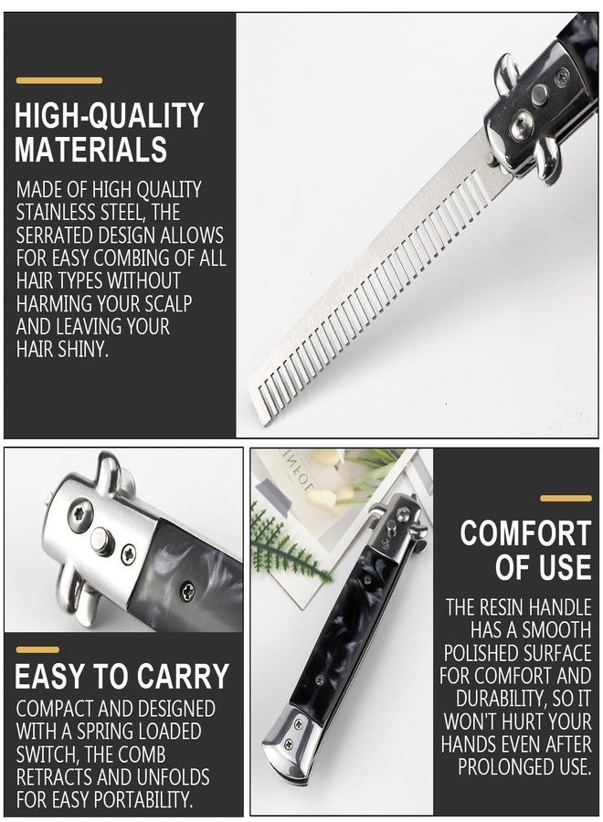 DOERDO DD DOERDO Butterfly Comb, Stainless Steel Foldable Pocket Comb Oil Hair Comb Foldable Hairstyling Brush for Beard, Mustache - Image 3