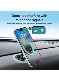 ماركة غير محددة متوافق مع حامل هاتف iPhone MagSafe للسيارة، حامل مغناطيسي للسيارة مع حلقتين فولاذيتين، حامل هاتف MagSafe لهاتف iPhone 14/13/12/جميع الهواتف الذكية، مناسب للوحة القيادة  - Image 3