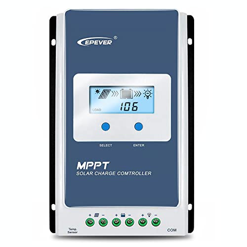 EPEVER 10A Solar Charge Controller MPPT Solar Panel Charge Controller 12V  24V Auto Working Max PV 100V Solar Charge Battery Regulator with LCD Display for Gel Flooded Sealed Lithium Batteries