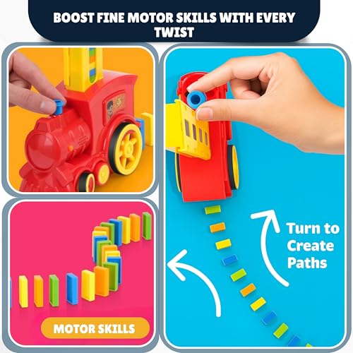 Atlasonix Domino Train Domino Train for Kids Dominos for Kids Automatic Domino Laying Toy Set 300 220160 Blocks with Colorful Dominos Montessori STEM Toy - Image 5