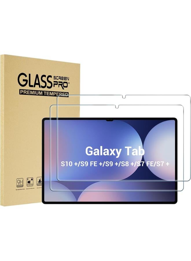 Procases 2 Pack Screen Protector For Galaxy Tab S9 Fe Plus S9 Plus S8 Plus Tab S7 Fe Tab S7 Plus 12.4 Inch 9H Hardness Tempered Glass Hd Clear Film For Galaxy Tablet Sm X610 X810 X800 T730 T970 - Image 1