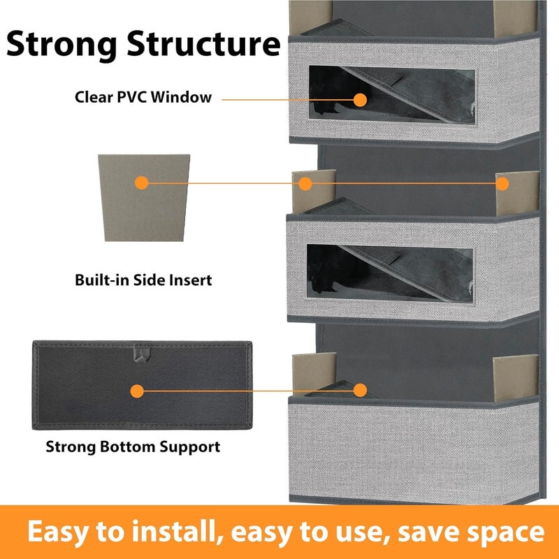 VERONLY Over The Door Hanging Organizer Storage with 5 Large Pockets,Wall Mount Clear Windows and 2 Widened Metal Hooks for Pantry,Nursery,Diapers,Bathroom,Kitchen,Closet,Dorm - Image 5