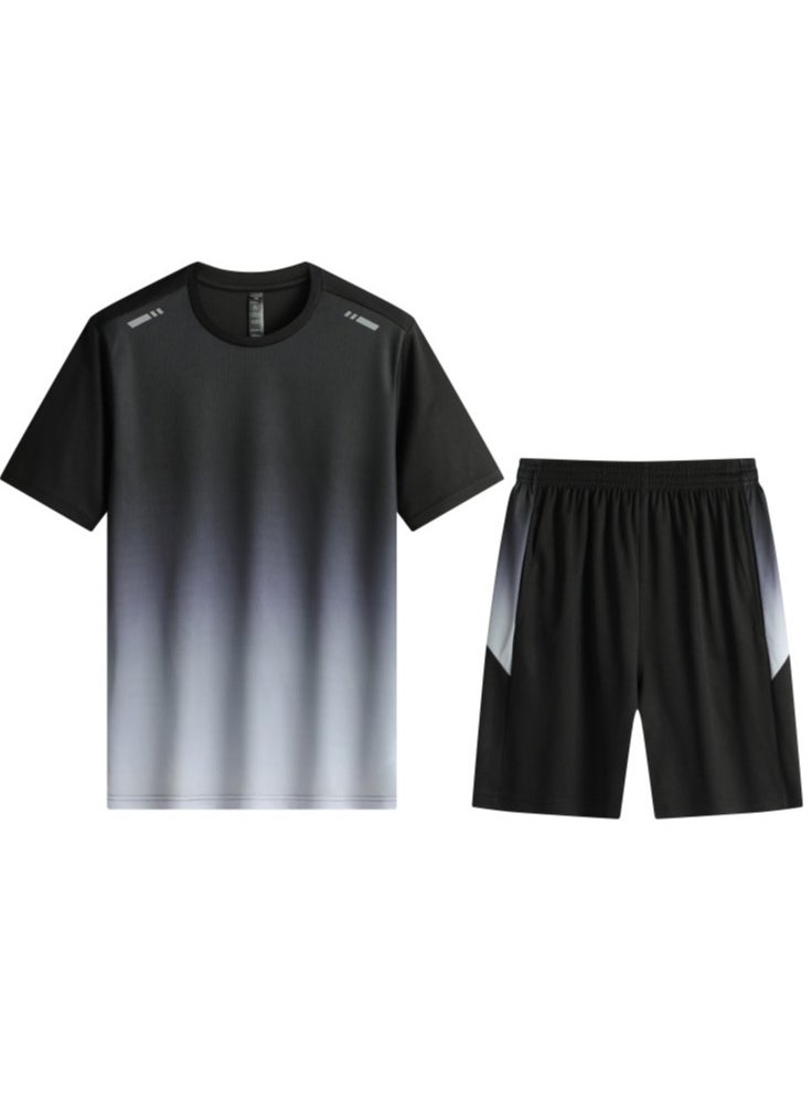 Generic 2-piece Men's Sportswear Set Summer Running Gear Quick-drying short-sleeved T-shirt Sports Training Fitness Clothing Quick-drying Shorts Set  - Image 1