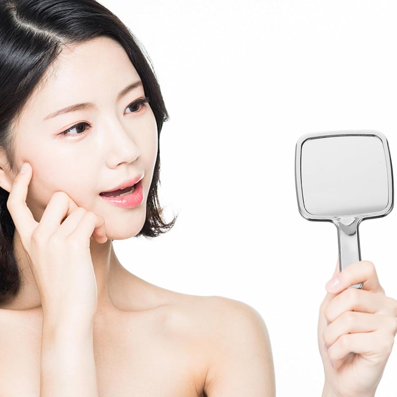 مرآة محمولة صغيرة مريحة لتطبيق المكياج، مرآة تجميلية عتيقة الطراز، مع مقبض مريح للاستخدام في الحقائب أثناء السفر، مناسبة لتنظيف الحواجب والاستخدام اليومي. - Image 2