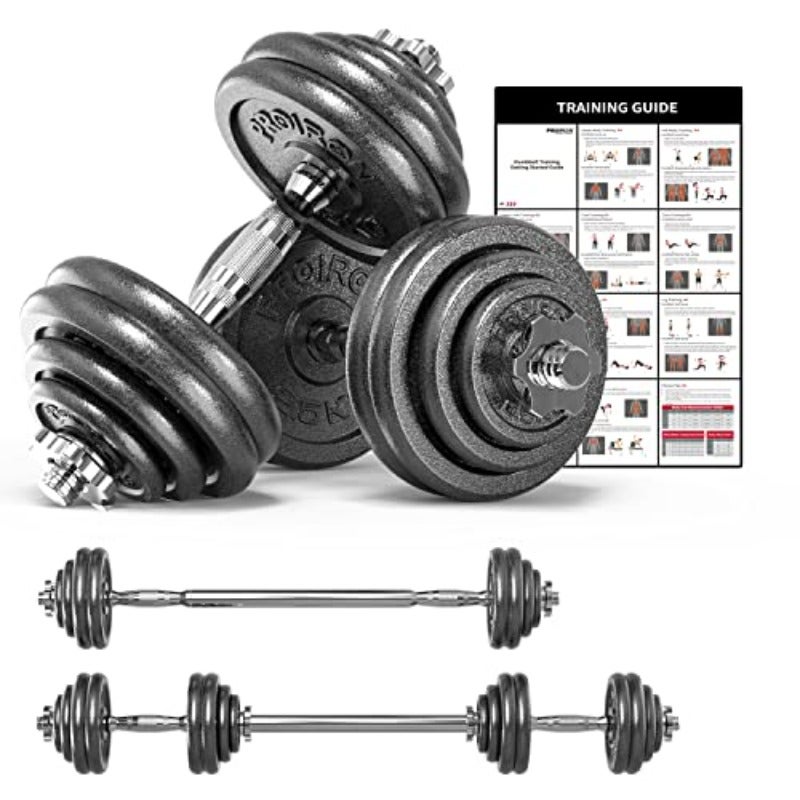 طقم دمبلز من الحديد الزهر قابل للتعديل بوزن 20 كجم مع مقبض دمبل صلب قابل للتحويل إلى باربل بشكل سهل مثالي لبناء الأجسام واللياقة البدنية ورفع الأوزان والتدريب في المنزل - Image 2