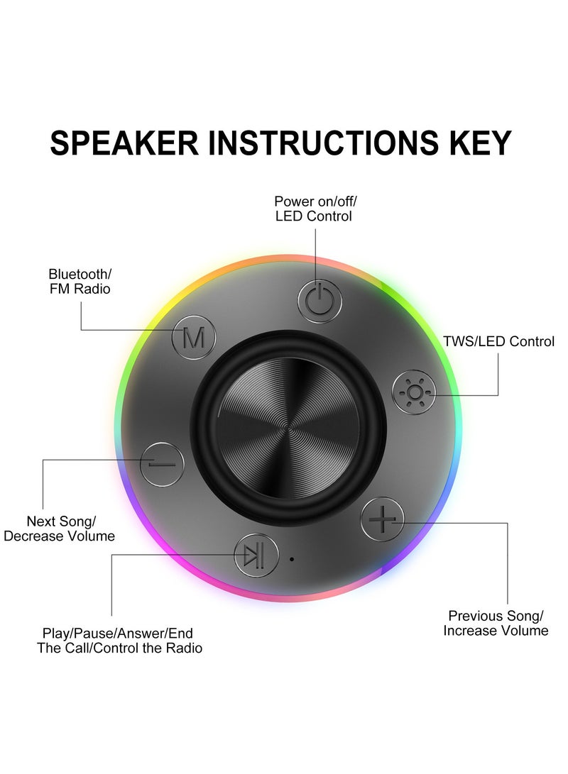 Beauenty Bluetooth Shower Speaker, Portable Shower Speakers Wireless Bluetooth 5.2 with Time Display, Bluetooth Speakers with RGB Light Show, Suction Cup, Waterproof IP8, 360° Stereo Sound - Image 5