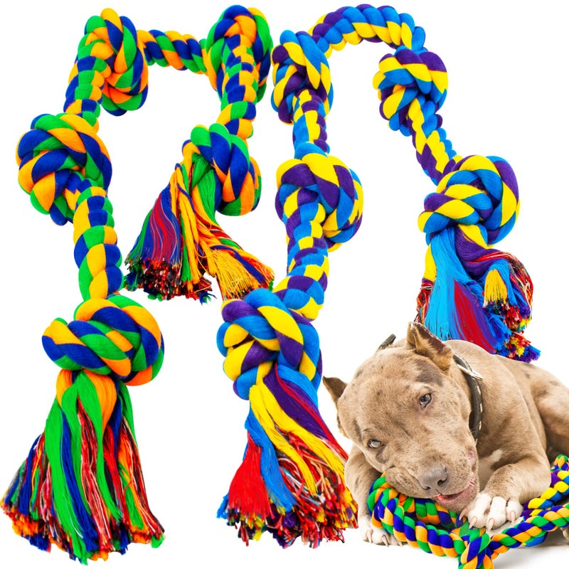 SHARLOVY XL Indestructible Dog Toys for Aggressive Chewers Large Breed Durable Dog Chew Toy Large Dog Toys for Large Dogs Safe and Long Lasting Puppy Teething Chew Toys Cotton Dog Rope Toys for Medium Dogs - Image 2