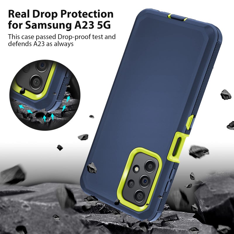 Jiunai for Samsung A23 Case, Shockproof Anti-Dust Heavy Duty Protection Tough Rugged Dual Layer Raised Edge Outdoor Protective Phone Case for Samsung Galaxy A23 5G 2022 (NOT for UW) Blue - Image 2