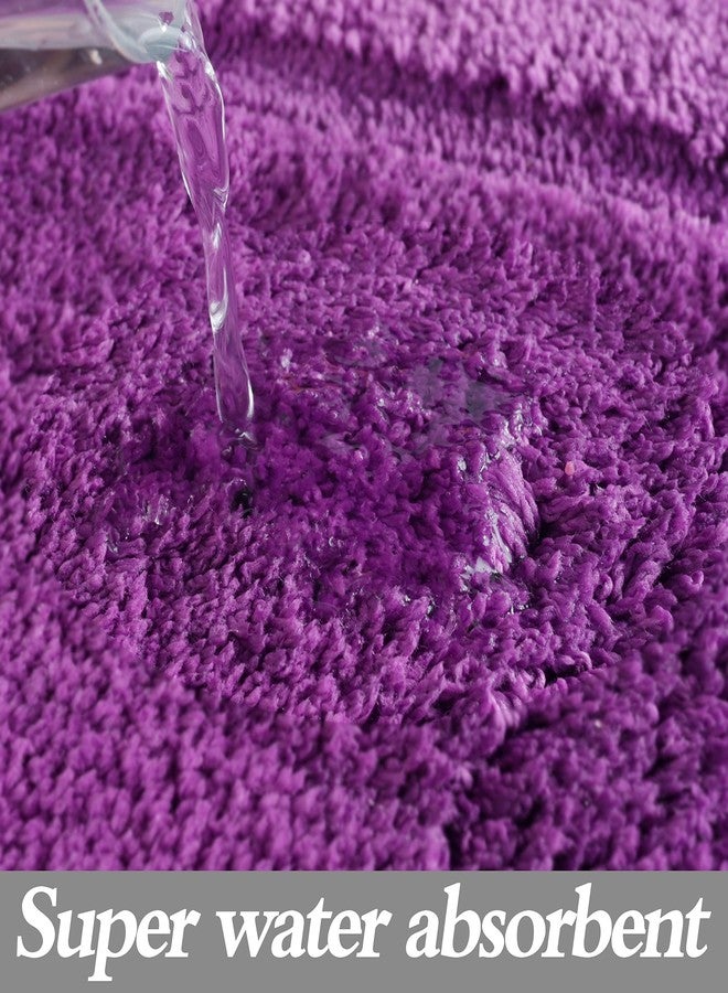 تومورو سجادة حمام من الألياف الدقيقة من TOMORO مانعة للانزلاق - فائقة الامتصاص وسريعة الجفاف، سجادة حمام فاخرة ناعمة للأبواب، مقاومة للماء، ظهر مانع للانزلاق (17.5 × 27 بوصة، بنفسجي) - Image 4