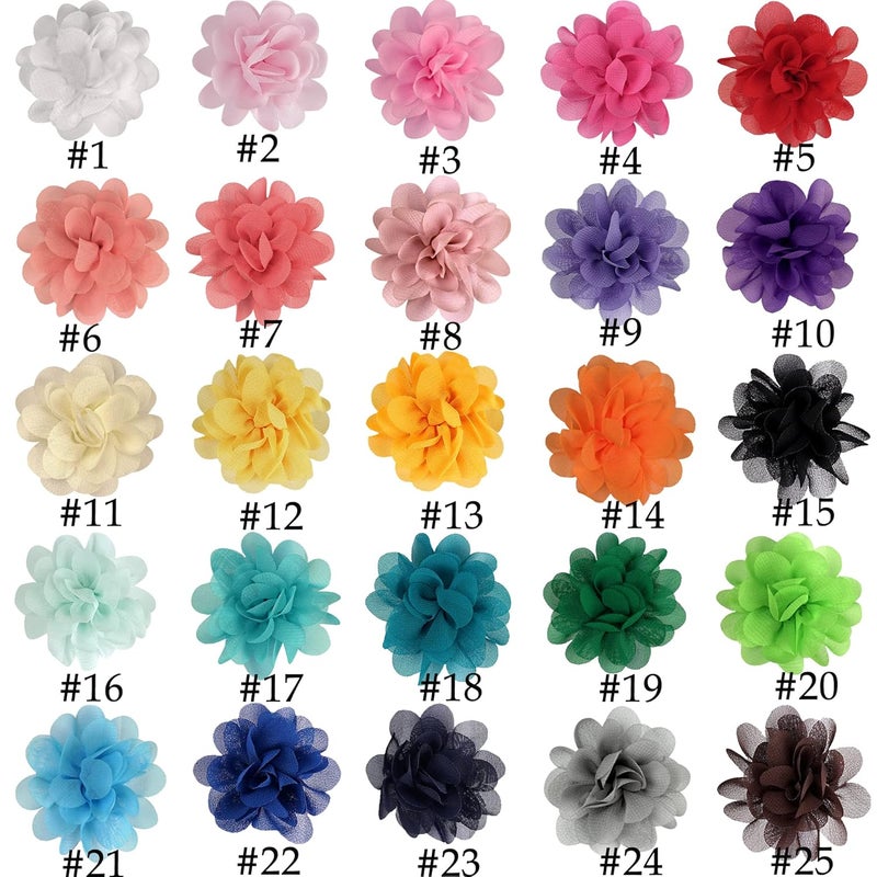 BBgifts 50PCS Toddler Girls Hair Ties Hair Scrunchies 2inch Chiffon Flower Hair Bows Rubber Bands Hair Ties Soft Elastics Ponytail Holders Hair Accessories for Infants Toddlers Kids Children Set of 25 Pairs - Image 2