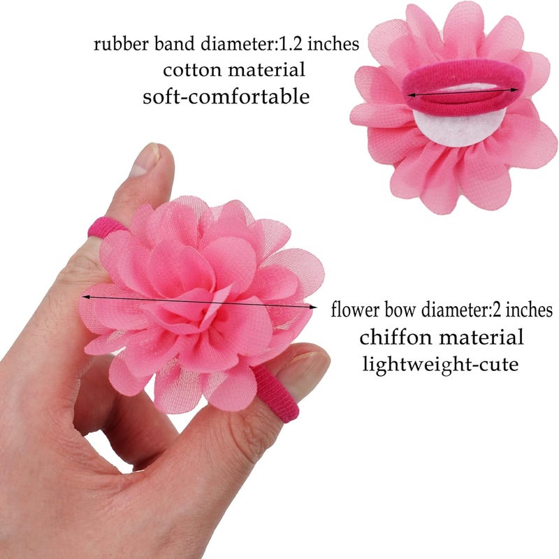 BBgifts 50PCS Toddler Girls Hair Ties Hair Scrunchies 2inch Chiffon Flower Hair Bows Rubber Bands Hair Ties Soft Elastics Ponytail Holders Hair Accessories for Infants Toddlers Kids Children Set of 25 Pairs - Image 3
