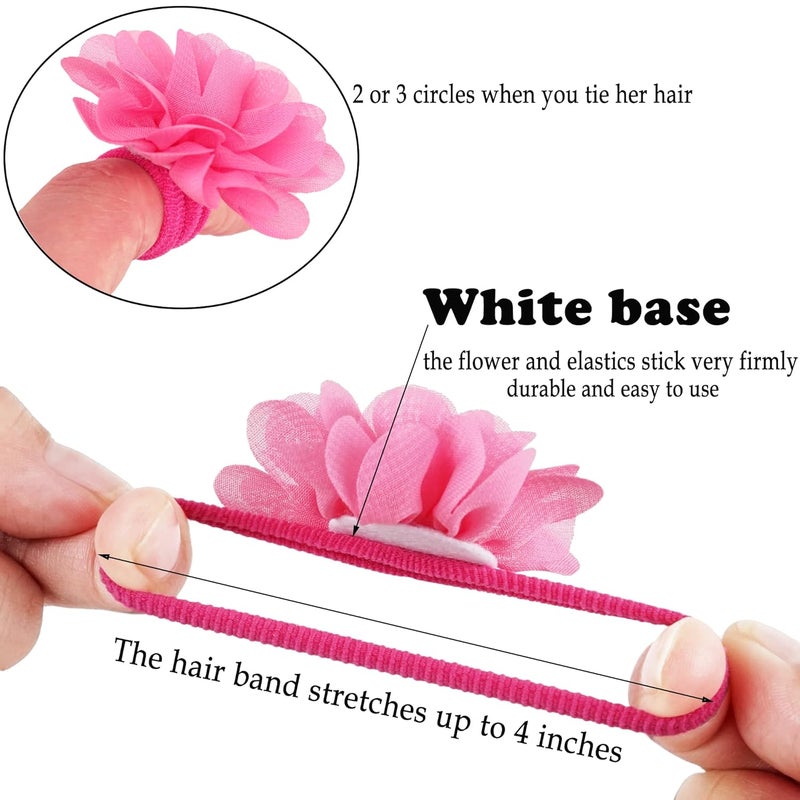 BBgifts 50PCS Toddler Girls Hair Ties Hair Scrunchies 2inch Chiffon Flower Hair Bows Rubber Bands Hair Ties Soft Elastics Ponytail Holders Hair Accessories for Infants Toddlers Kids Children Set of 25 Pairs - Image 4