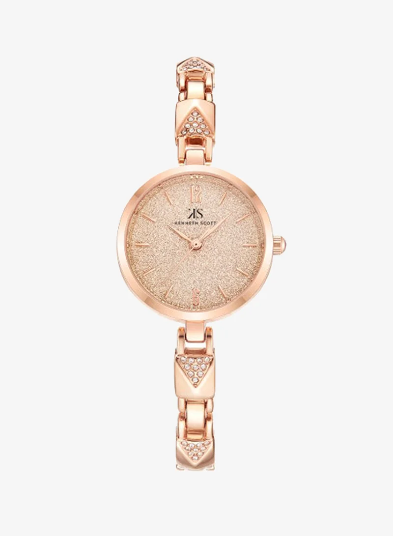 Kenneth Scott Women's Analog Display Watch With Rose Gold Stainless Steel Strap - K23507-RBKK