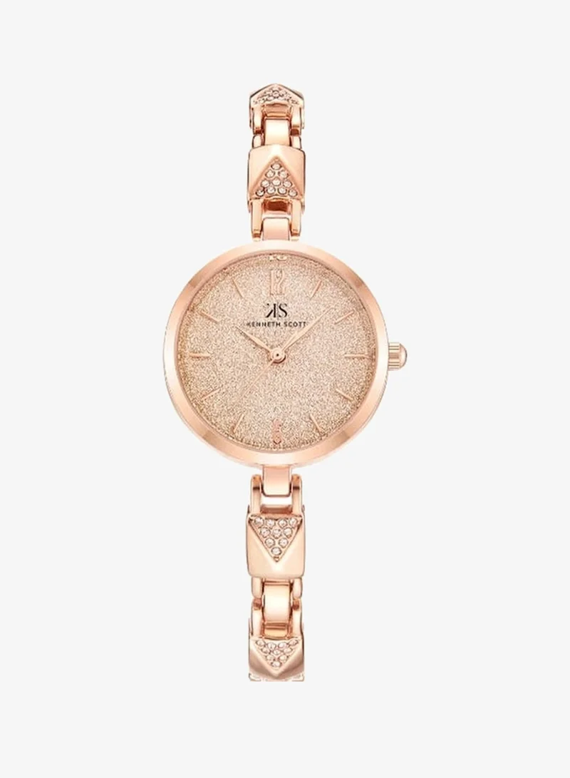 Kenneth Scott Women's Analog Display Watch With Rose Gold Stainless Steel Strap - K23507-RBKK
