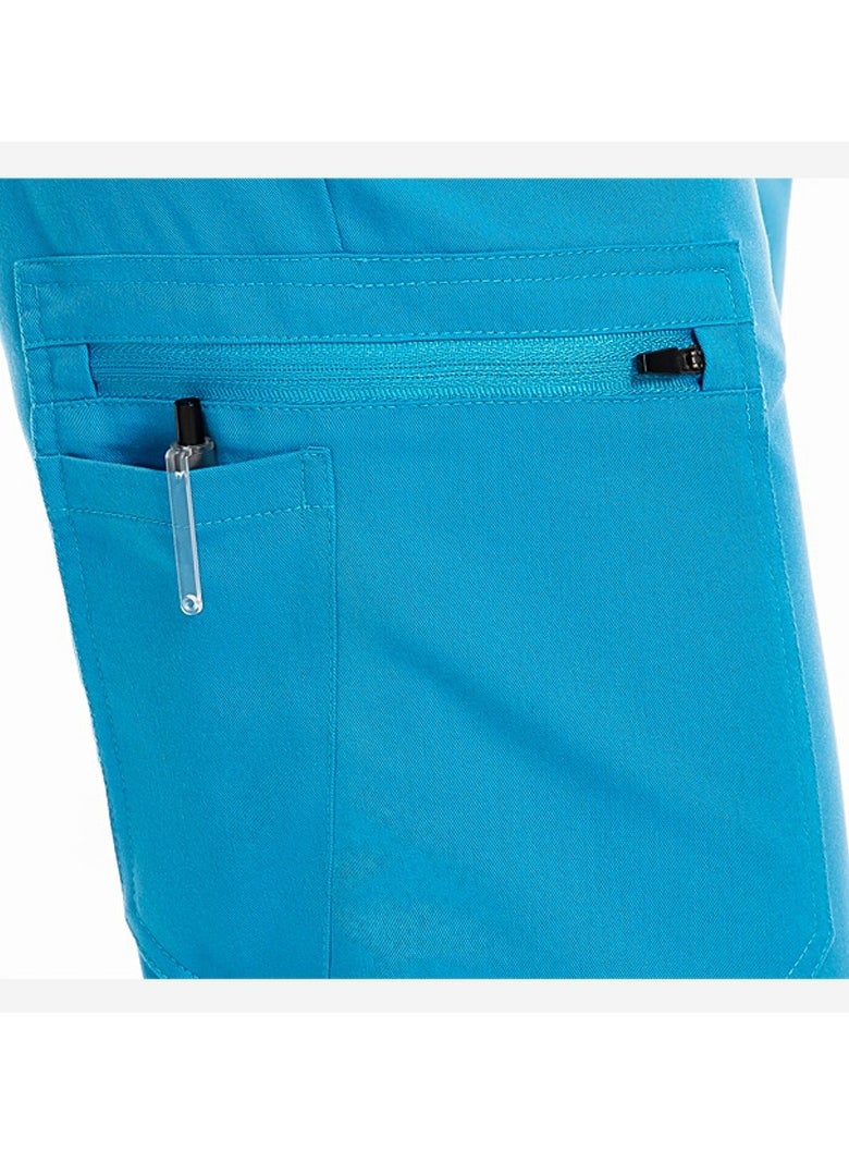 Loquat Unisex Medical Uniform Scrubs 2 Piece Set V-Neck Top and Elastic Waist Jogger Pants Suit Blue  - Image 3