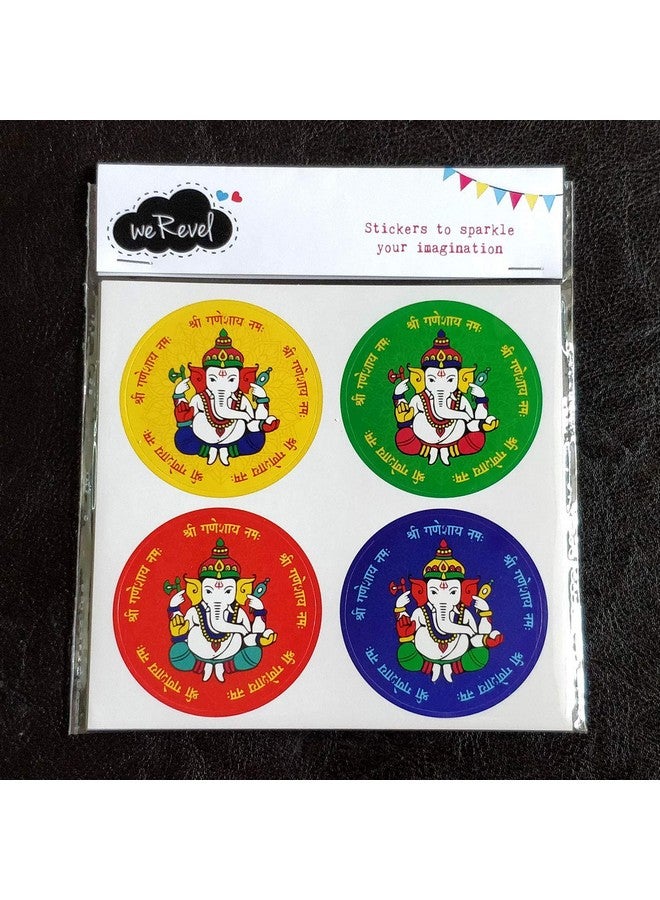 weRevel Shree Ganesha Decorative Party Stickers, 40 Count, 2 Inches, Round, 4 Traditional Colors - Image 2