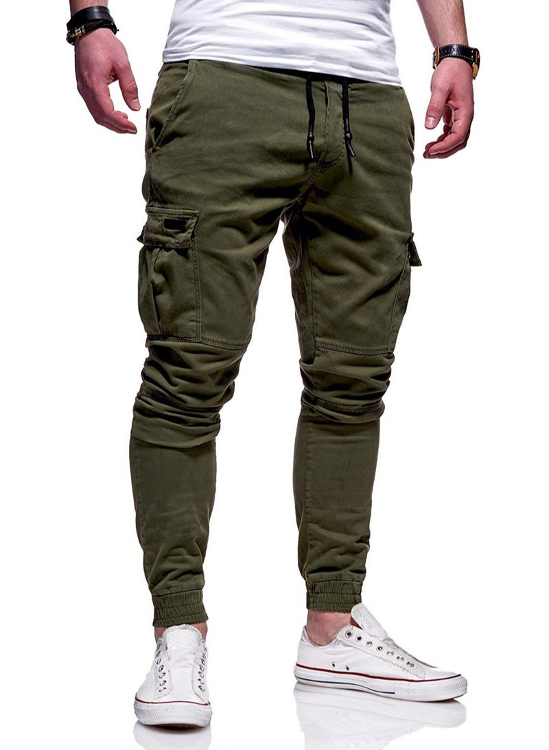 Loquat Men's Three-Dimensional Patch Pocket Elastic Sports Pants  - Image 1