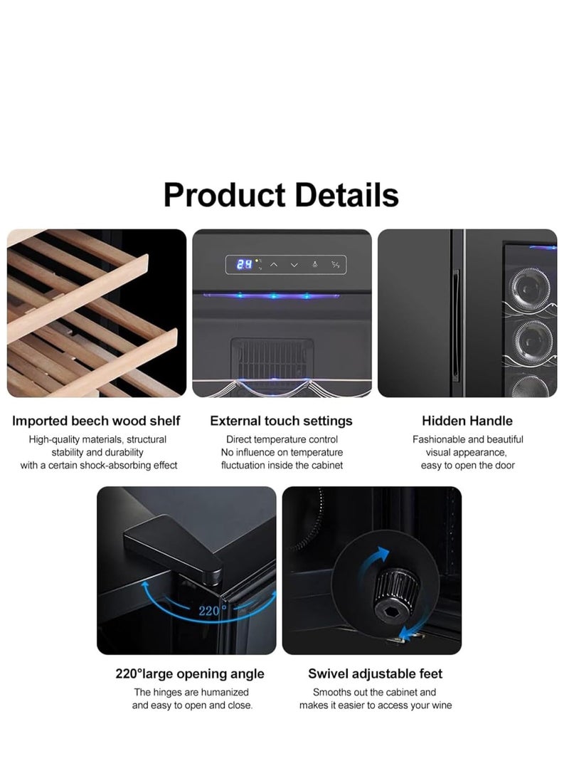 Vparty 23 Bottle Cooler Refrigerator Professional Compressor, Stainless Steel & Tempered Glass, Freestanding for Home, Kitchen, or Office (66L-23 Bottles)  - Image 3