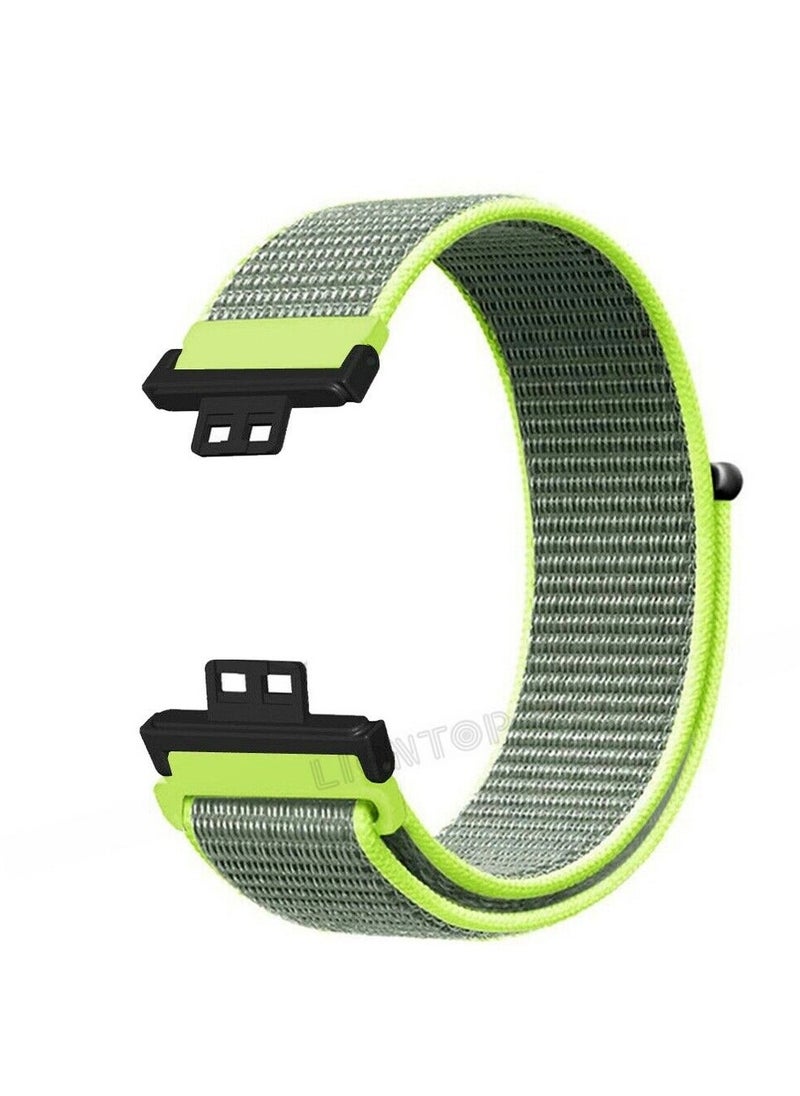 Generic Watch Strap Compatible for Huawei Watch Fit Replacement Nylon Smart Watch Strap Quick Release Nylon Watch Band Wristband (Lemon green)  - Image 1
