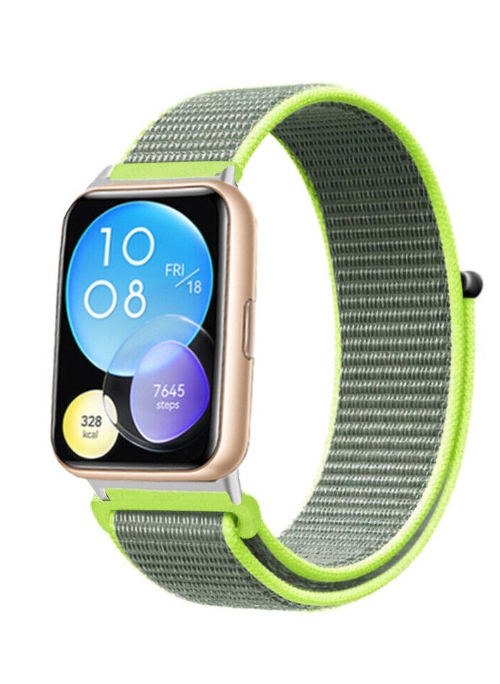 Generic Watch Strap Compatible for Huawei Watch Fit Replacement Nylon Smart Watch Strap Quick Release Nylon Watch Band Wristband (Lemon green)  - Image 2
