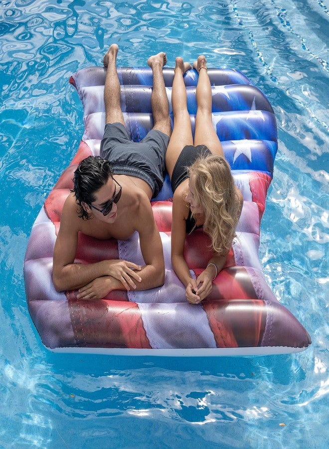 Poolcandy طوافات بركة النجوم والخطوط (طوافة بركة ضخمة على شكل علم الولايات المتحدة 2 شخص) - Image 5