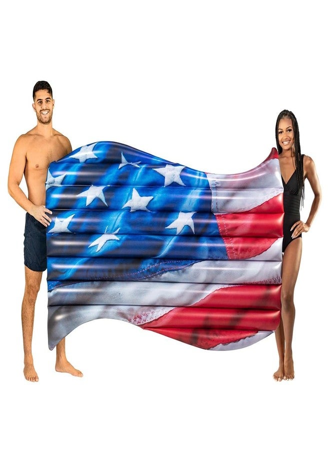 Poolcandy طوافات بركة النجوم والخطوط (طوافة بركة ضخمة على شكل علم الولايات المتحدة 2 شخص) - Image 1