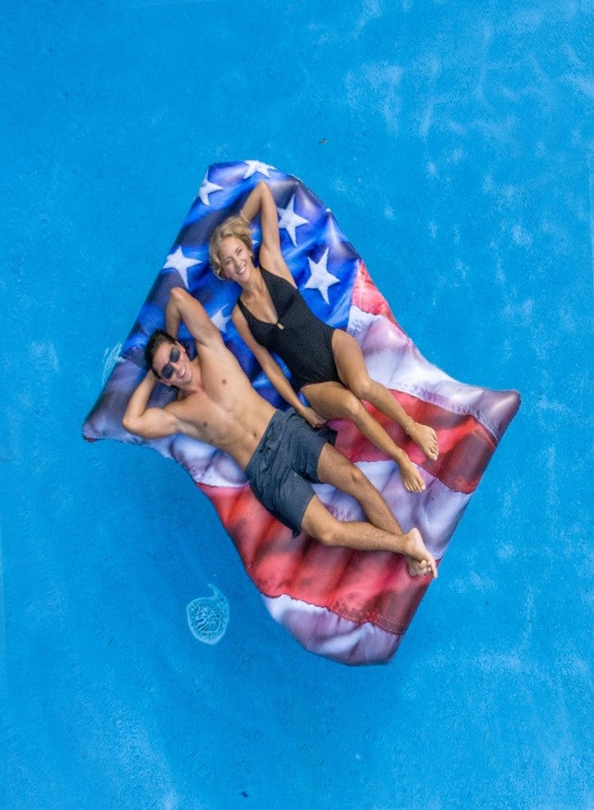 Poolcandy طوافات بركة النجوم والخطوط (طوافة بركة ضخمة على شكل علم الولايات المتحدة 2 شخص) - Image 2