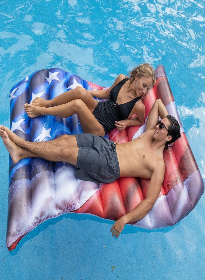 Poolcandy طوافات بركة النجوم والخطوط (طوافة بركة ضخمة على شكل علم الولايات المتحدة 2 شخص) - Image 3