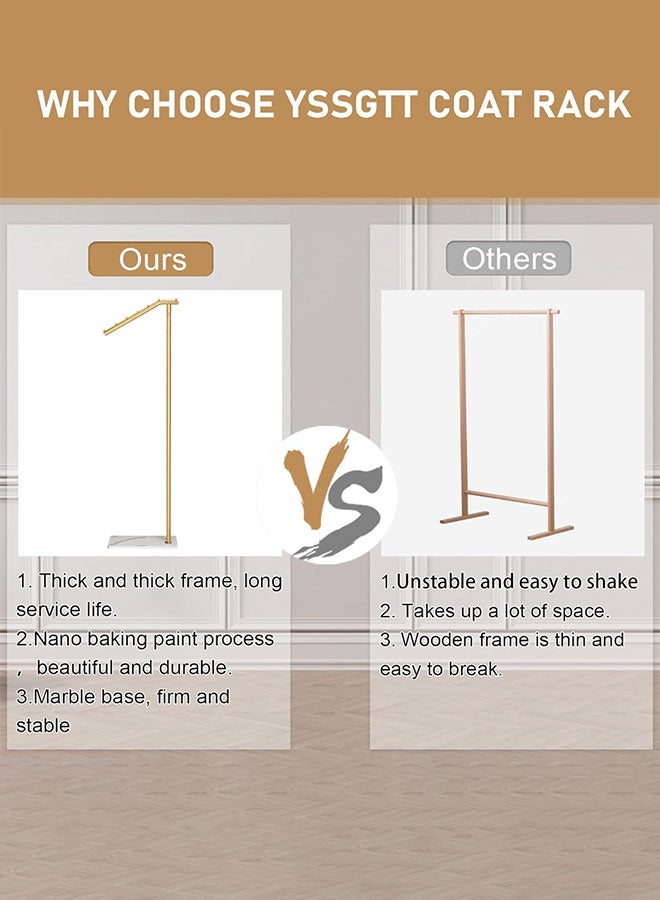 Metal Gold Coat Racks with 7 Hooks, Marble Base for Entryway, Bedroom, Living Room, Office(67 Inch) - Image 3