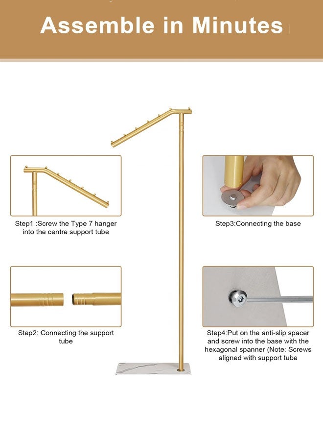 Metal Gold Coat Racks with 7 Hooks, Marble Base for Entryway, Bedroom, Living Room, Office(67 Inch) - Image 5