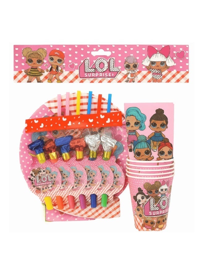 36 Pcs Fashion Doll Theme Kids Party Set, Birthday Party Tableware Kit with Plates, Cups, Tissues, Straws, Party Blowouts and Paper Hats - Image 3