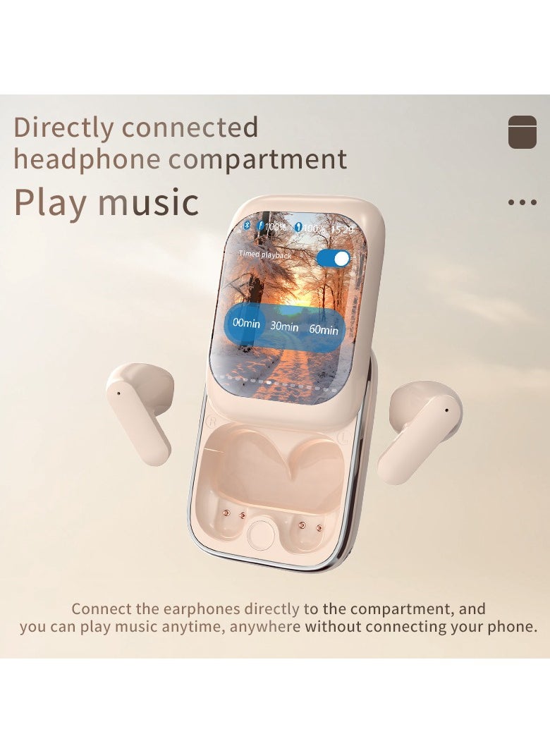 Generic - Magic Slide Headphone, 2024 New Intelligent Full-Color Touch Screen Slider Earphones, Slide Earphones With Touch Screen&Charging Case, Slide Tws Earphones, Wireless Earbuds Bluetooth 5.3 (Black) - Image 1