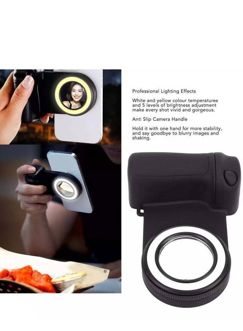TIGER Magnetic LED Selfie Ring Light with Rechargeable Battery – Detachable Wireless Bluetooth Remote Control – Phone Grip & Shutter Handle for Smartphones – Portable Clip-On Camera Light for Selfies, Vlogging, Video Calls, Content Creation, and Travel - Image 4