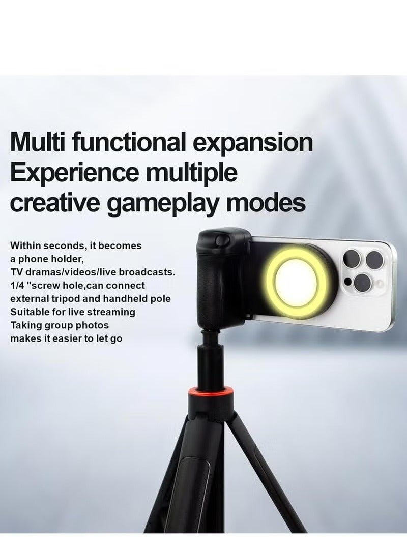 TIGER Magnetic LED Selfie Ring Light with Rechargeable Battery – Detachable Wireless Bluetooth Remote Control – Phone Grip & Shutter Handle for Smartphones – Portable Clip-On Camera Light for Selfies, Vlogging, Video Calls, Content Creation, and Travel - Image 3