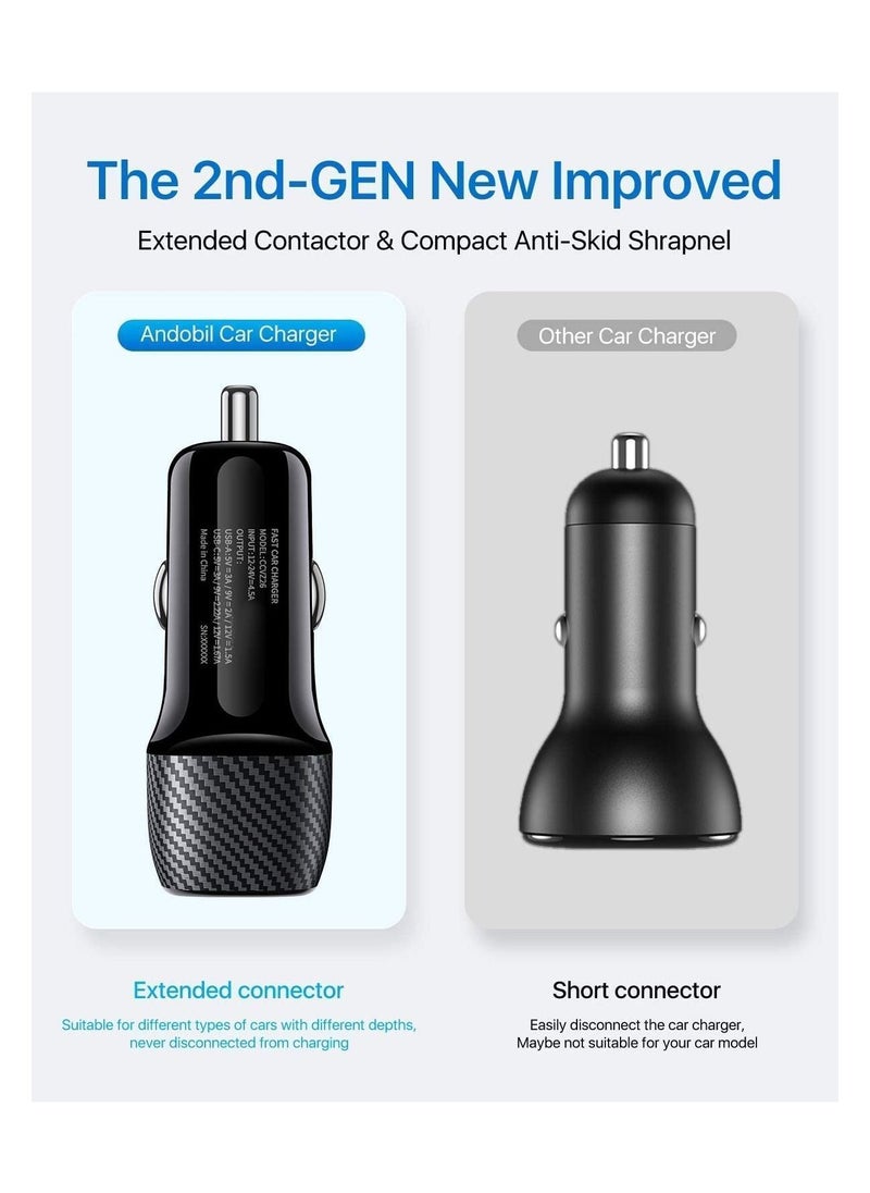 Phone Planet - USB C Car Charger, Phone Planet 38W Fast USB Car Charger Plug with PD&QC 3.0 Dual Port Compatible with iPhone - Image 1