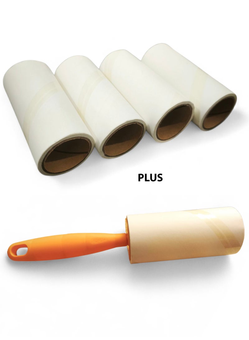 Multifunctional Lint Roller with 4 Extra Refill Sticky Rolls to Remove Fibrous Lint Animal Hairs from Clothes - Image 1