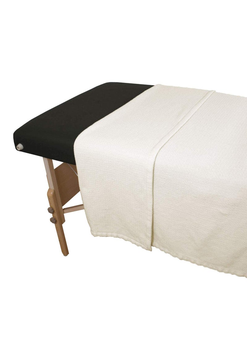 Body Linen - Body Linen Organic Cotton Basket Weave Massage Table Blanket 100 Organic Cotton 66 by 90 Inches Pleasant Cream Color Warm Soft and EcoFriendly  1 Pack - Image 1