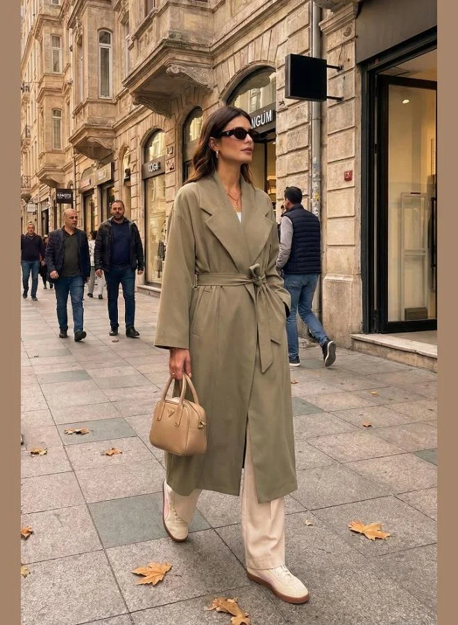 Lela Lela Oversize Fit Double-Breasted Belted Lined Trench Coat for Women 6839617